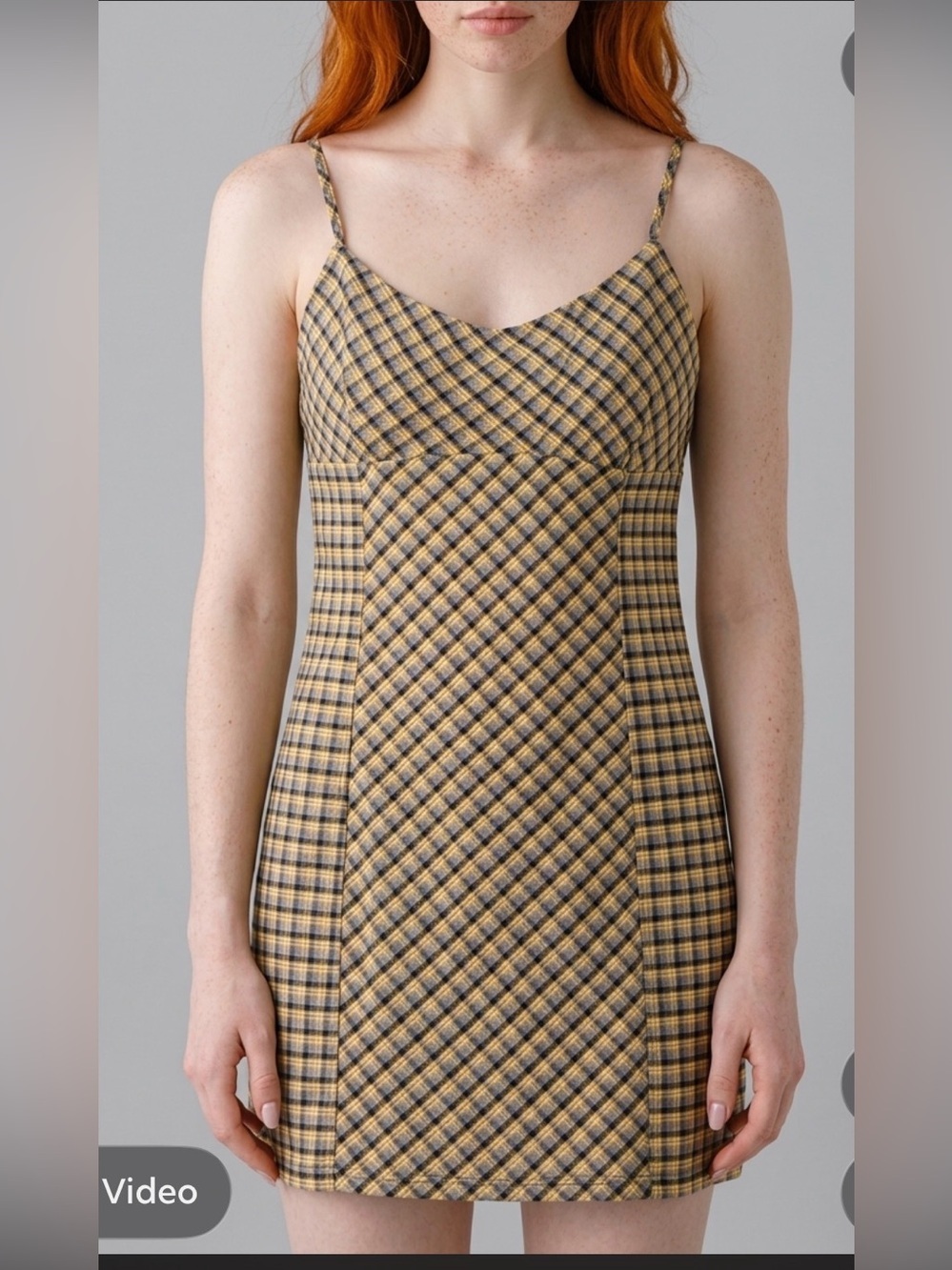Wild fable Yellow and Navy Plaid Dress Y2K large